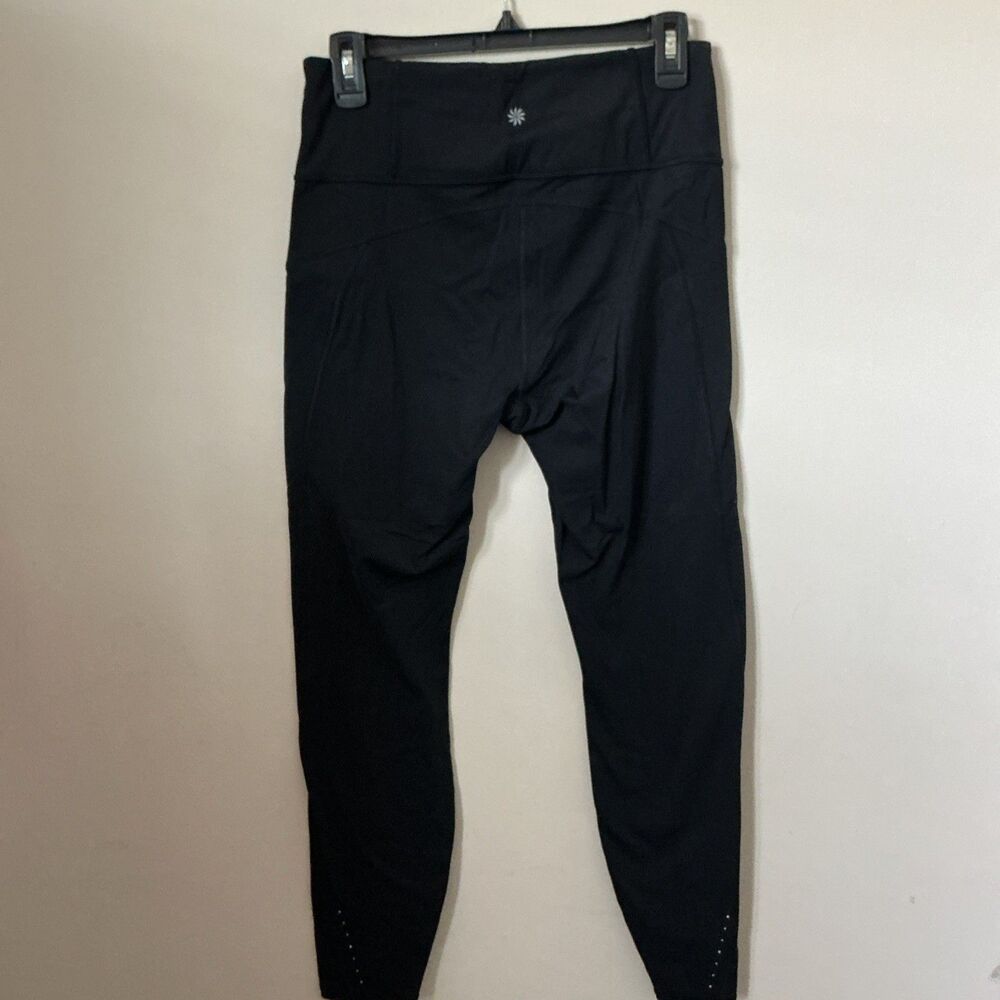 Athleta Medium Black Rainer tight leggings athletic pants Zip Pockets Reflective - Picture 2 of 10